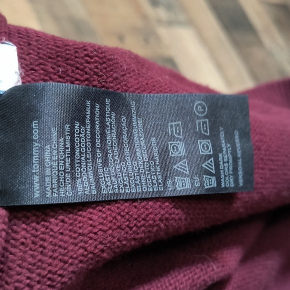 Tommy Hilfiger Maroon Crew Neck H Knit Sweater Sz Large Men - Picture 10 of 16